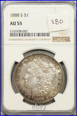 1888 S Morgan Silver Dollar NGC AU 55 About Uncirculated Toned #8-002