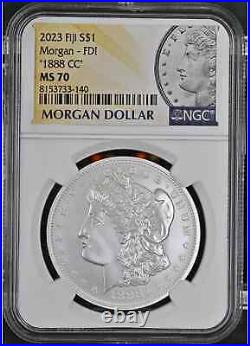 1888-cc Ngc Ms-70 2023 Fiji Morgan Silver Dollar First Day Of Issue