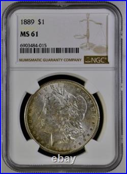 1889 MORGAN DOLLAR Monster Toner NGC MS61 Scarce Date In Mint State