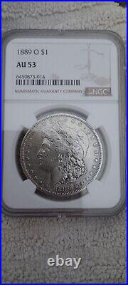 1889-O Morgan Silver Dollar NGC AU53 Bright Nice PQ coin for the grade #C84A