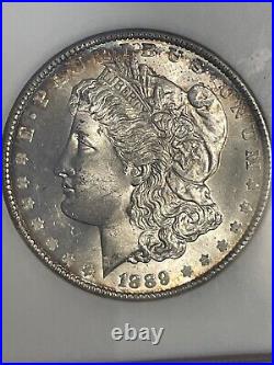 1889-P Morgan Dollar NGC MS64 Old Fatty Holder! Beautiful Luster And Toning