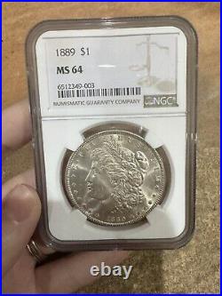 1889-P Morgan Silver Dollar NGC MS64 Super Nice, Shiny Appearance $1 Coin M18