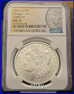 1889-cc Ngc Ms-70! 2023 Fiji Morgan Dollar