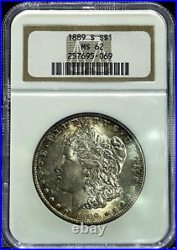 1889-s Morgan Silver Dollar Ngc Ms62 Lustrous Gorgeous Toning Low Mintage