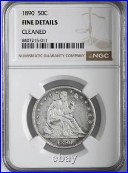 1890 50c Liberty Seated Silver Half Dollar Ngc Fine Details Cleaned 8407215-011 1890 50c Liberty Seated Silver Half Dollar Ngc Fine Details Cleaned 8407215-011