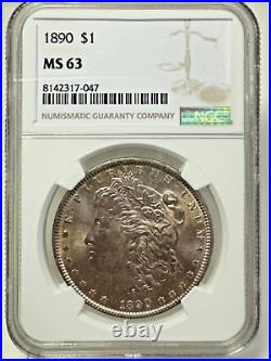 1890 Morgan Silver Dollar NGC MS63 $1 Coin Philadelphia Mint Certified Slab