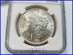 1890 Silver Morgan Dollar NGC MS 62 Struck Thru Strike Through Mint Error Coin