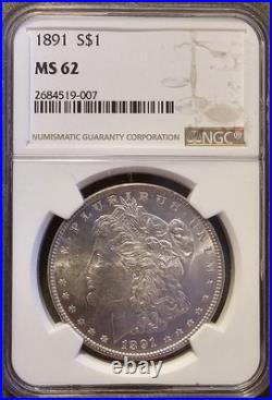 1891 $1 Morgan Silver Dollar MS62