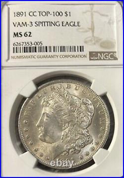 1891-CC Top-100 Vam-3! NGC MS62 Morgan Silver Dollar