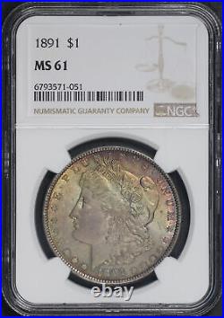 1891 Morgan Dollar NGC MS-61 Dark Pastel Toning