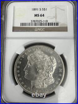 1891 S Morgan Silver Dollar NGC MS 64