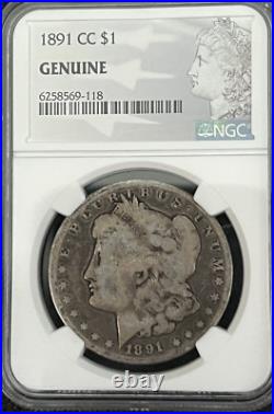 1891 cc Morgan Silver Dollar Genuine NGC Coin