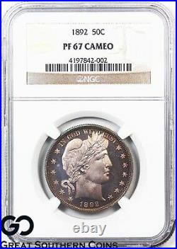 1892 Barber Half Dollar CAMEO PROOF NGC PF 67 Frosty Devices, Premium Quality
