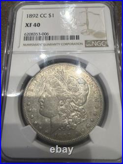 1892 CC Morgan Silver Dollar NGC XF40 KEY DATE