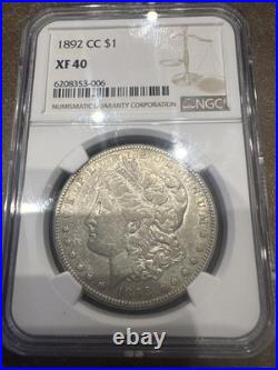 1892 CC Morgan Silver Dollar NGC XF40 KEY DATE