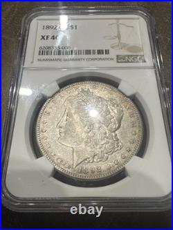 1892 CC Morgan Silver Dollar NGC XF40 KEY DATE