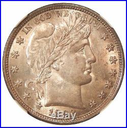 1892 NGC AU58 Beautifully Toned Barber Half Dollar with Tons of Luster