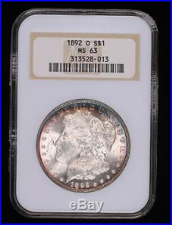 1892 O Morgan Silver Dollar Coin Toned Fatty Holder Ngc Ms63 #528-013tjr