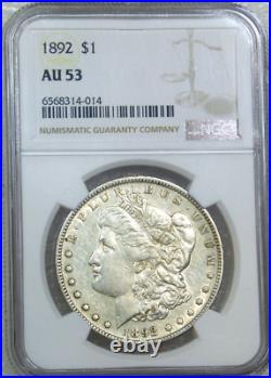 1892 P Morgan Silver Dollar NGC AU53 Bright Luster PQ Recently Graded #E324A