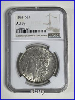 1892 P Morgan Silver Dollar NGC AU58 81079