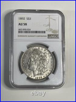 1892 P Morgan Silver Dollar NGC AU58 81079