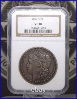1892 S Morgan SILVER Dollar $ NGC VF30 #003 Very Fine ECC&C, Inc