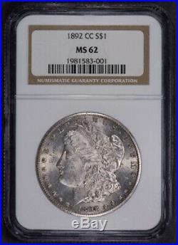 1892-cc $1 Morgan Silver Dollar, Better Date Carson City Coin Ngc Ms62 #l641