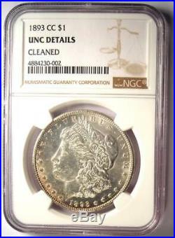 1893-CC Morgan Silver Dollar $1 Certified NGC Uncirculated Detail (UNC MS)