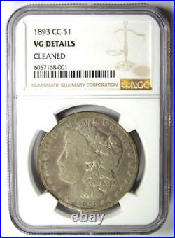 1893-CC Morgan Silver Dollar $1 NGC VG Details Rare Carson City Coin
