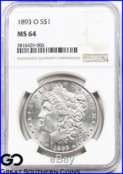 1893-O NGC Morgan Silver Dollar MS 64 Very RARE This Nice, PL Look, White
