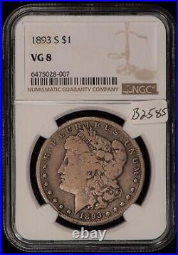 1893-S $1 Morgan Silver Dollar Key Date NGC VG 8