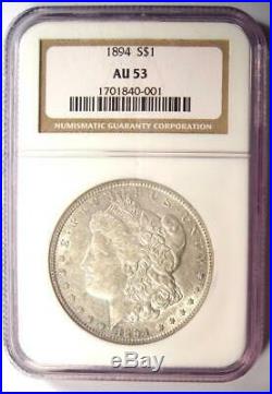 1894 Morgan Silver Dollar $1 Coin (1894-P) NGC AU53 $1,800 Value