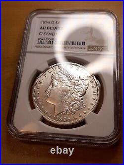 1896-O Morgan Silver Dollar NGC Certified Genuine AU Details Cleaned in slab