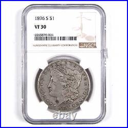 1896 S Morgan Dollar VF 30 NGC 90% Silver US Coin SKUI2873