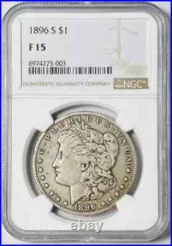 1896 S Morgan Silver Dollar NGC F-15