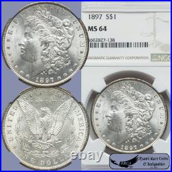 1897 Morgan Silver Dollar NGC MS64, Brilliant Uncirculated, Bright White, C8227 1897 Morgan Silver Dollar NGC MS64, Brilliant Uncirculated, Bright White, C8227