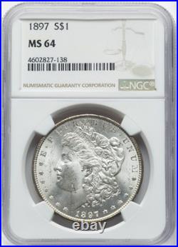 1897 Morgan Silver Dollar NGC MS64, Brilliant Uncirculated, Bright White, C8227 1897 Morgan Silver Dollar NGC MS64, Brilliant Uncirculated, Bright White, C8227