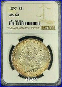 1897 Morgan Silver Dollar Ngc Ms64 Gorgeous Toner