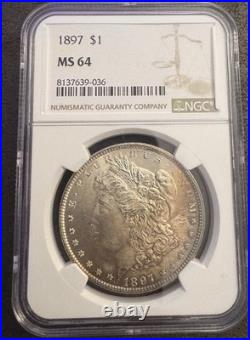 1897 P Morgan Silver Dollar Coin, NGC MS-64