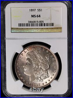 1897-P Morgan Silver Dollar NGC MS64 Nice Eye Appeal Strong Strike