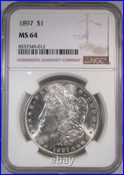 1897 Silver Morgan Dollar NGC MS64 Coin AR483 1897 Silver Morgan Dollar NGC MS64 Coin AR483