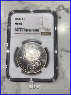 1898-MORGAN SILVER DOLLAR NGC MS63 Graded
