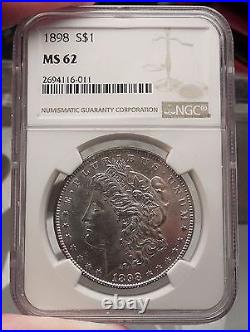 1898 MORGAN SILVER DOLLAR United States of America USA Coin NGC MS 62 i57739