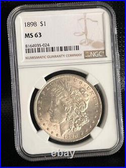 1898 Morgan Silver Dollar $1 NGC MS 63