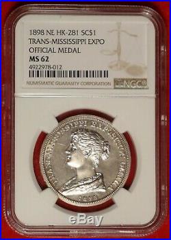 1898 Ne Hk-281 Trans Mississppi Expo Silver Medal So Called Dollar Ngc Ms 62