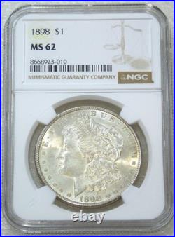 1898 P Morgan Silver Dollar NGC MS62 Frosty White Just Graded New Holder #W291C