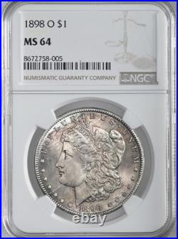 1898-o $1 Morgan Silver Dollar Ngc Ms64 #8672758-005 Toned / Toning