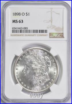 1898-o Silver Morgan Dollar Choice-bu Ngc Ms 63 Bright Blast-white High-grades