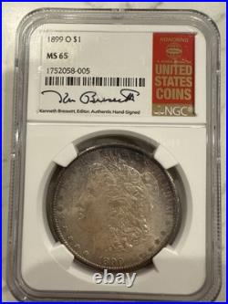 1899 o morgan silver dollar ngc ms64 Rebook Signed Kenneth Bennett Nice Toning