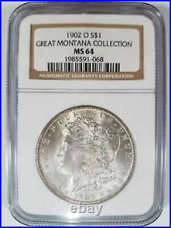 1902 O Silver Morgan Dollar NGC MS 64 Great Montana Collection Pedigree Coin